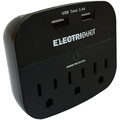 Electriduct Surge Protector 2.4 AMP- 3-Outlet/2 USB Ports 2.4A Wall Adapter- Black PDU-T2.4A-3P-2U-BK